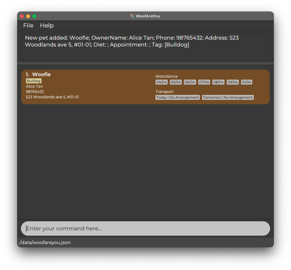 After adding Woofie sample screenshot