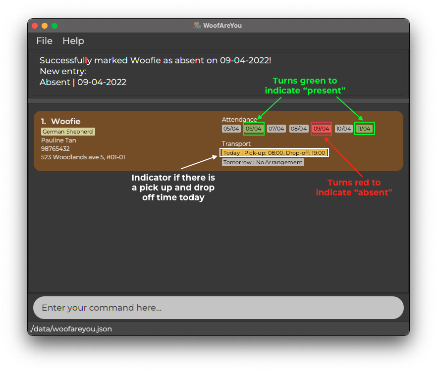 After adding attendance sample screenshot