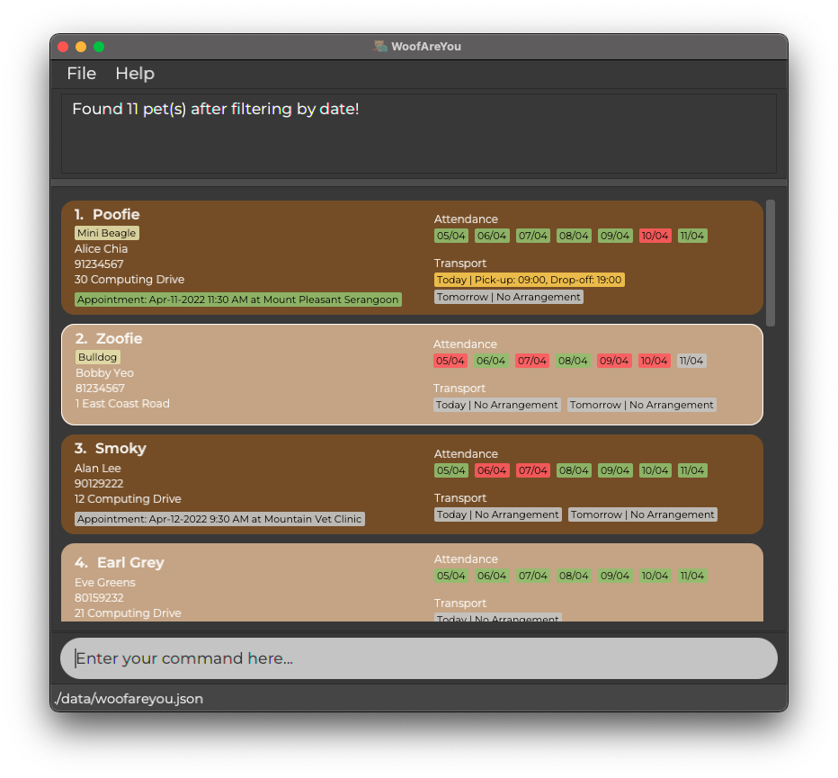 After filtering by date sample screenshot